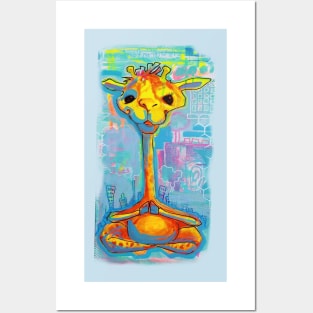 Meditating giraffe Posters and Art